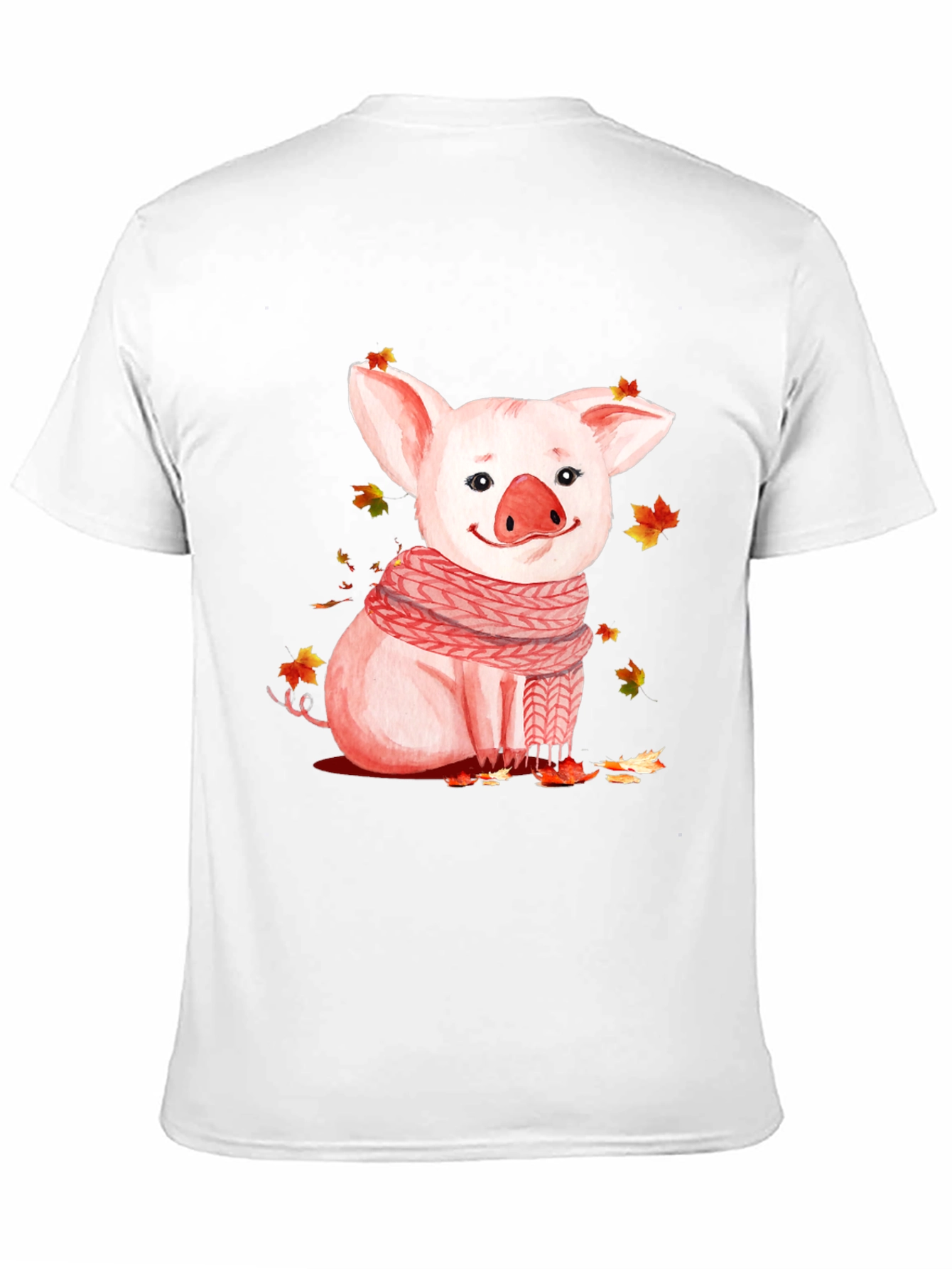 Pig with Scarf Graphic T-Shirt - Autumn Ready