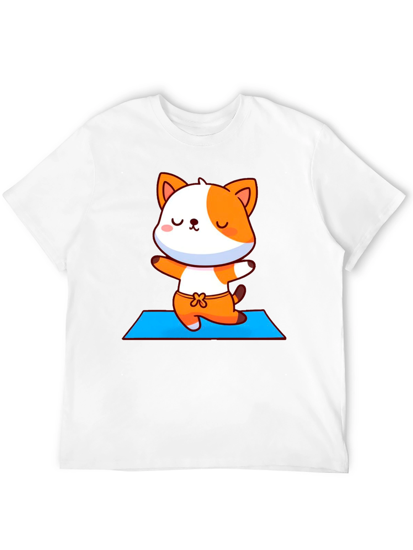 Cute Yoga Cat Unisex Black T-Shirt