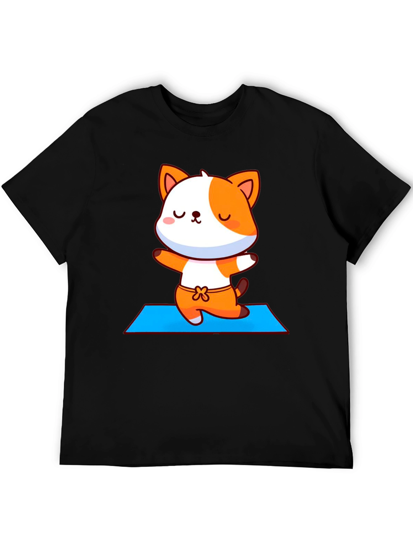 Cute Yoga Cat Unisex Black T-Shirt