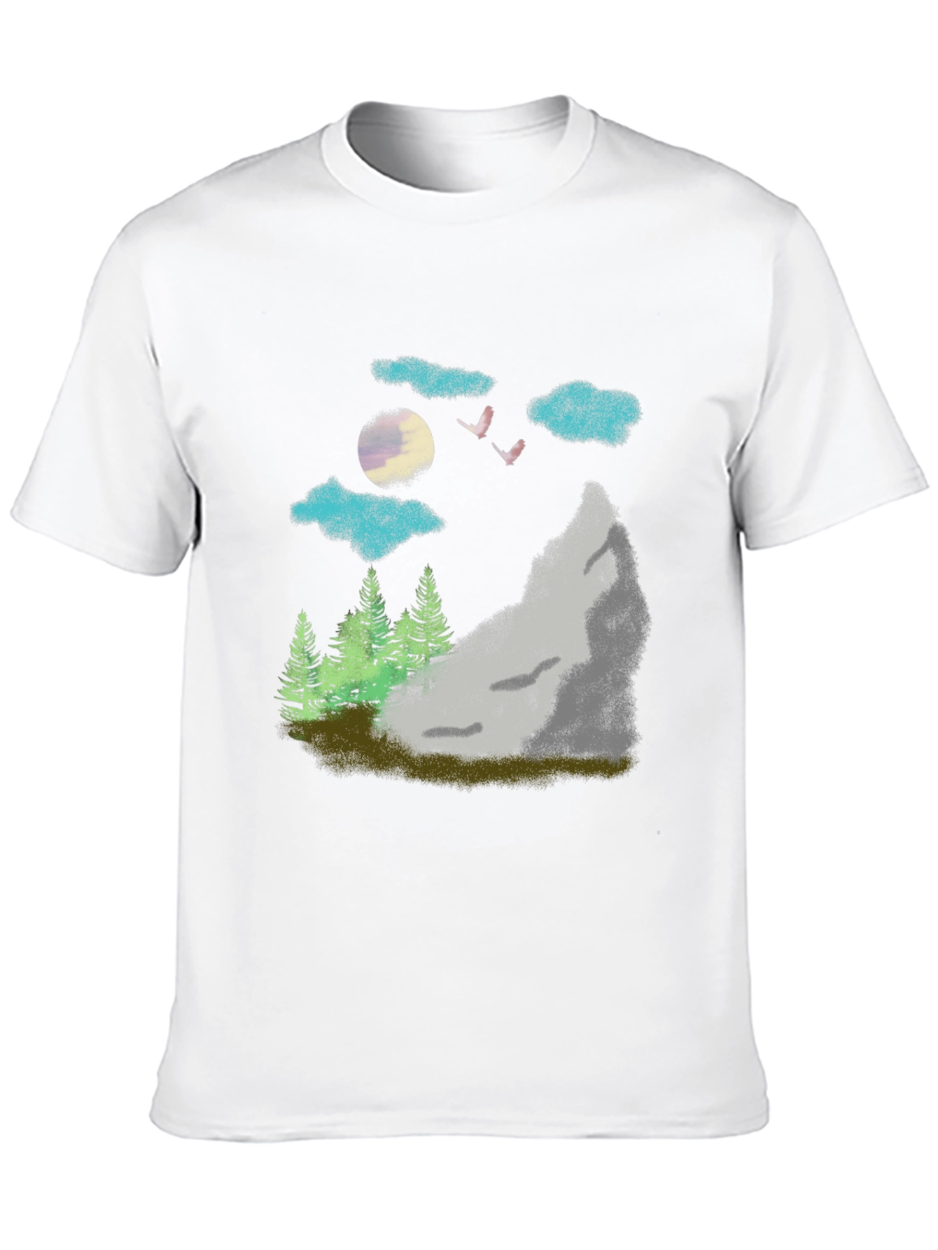 Nature Scene Graphic Tee - Black Casual T-Shirt