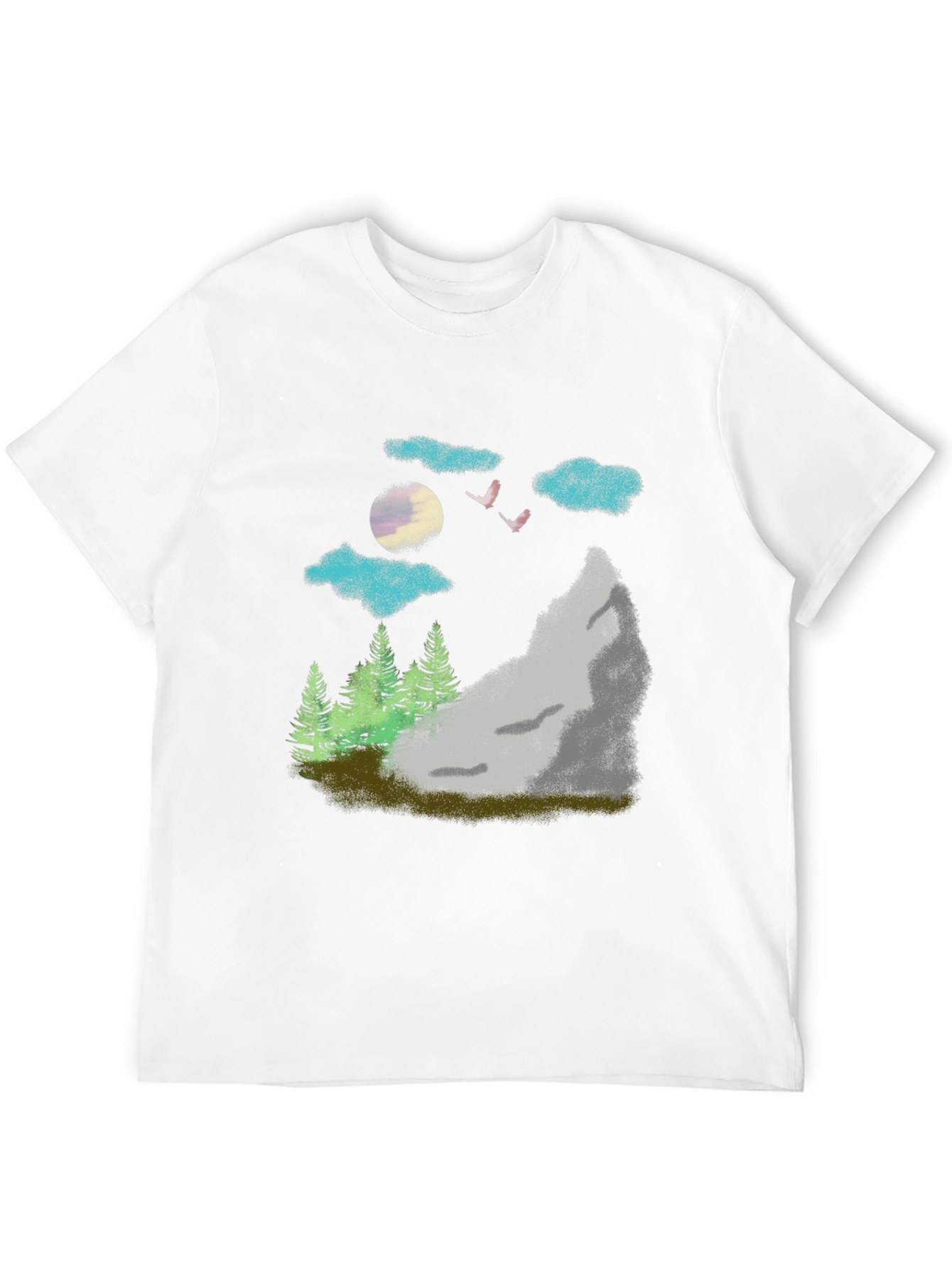 Nature Scene Graphic Tee - Black Casual T-Shirt