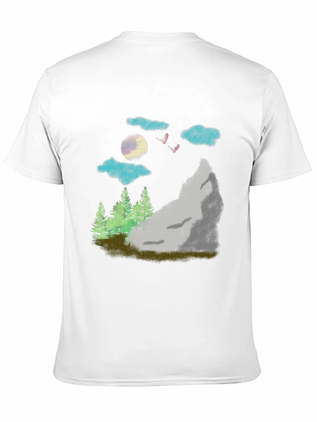 Nature Scene Graphic Tee - Black Casual T-Shirt