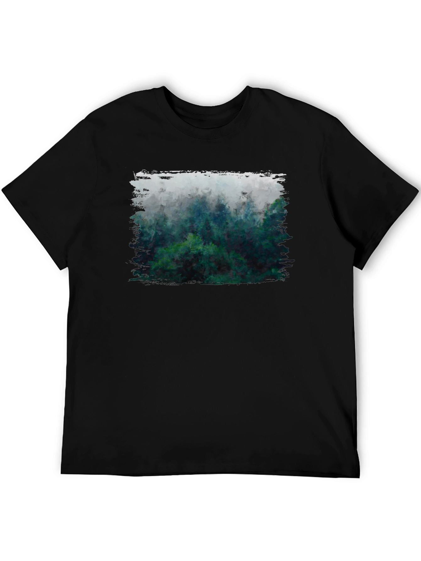 Misty Forest Graphic Tee - Black Cotton Blend