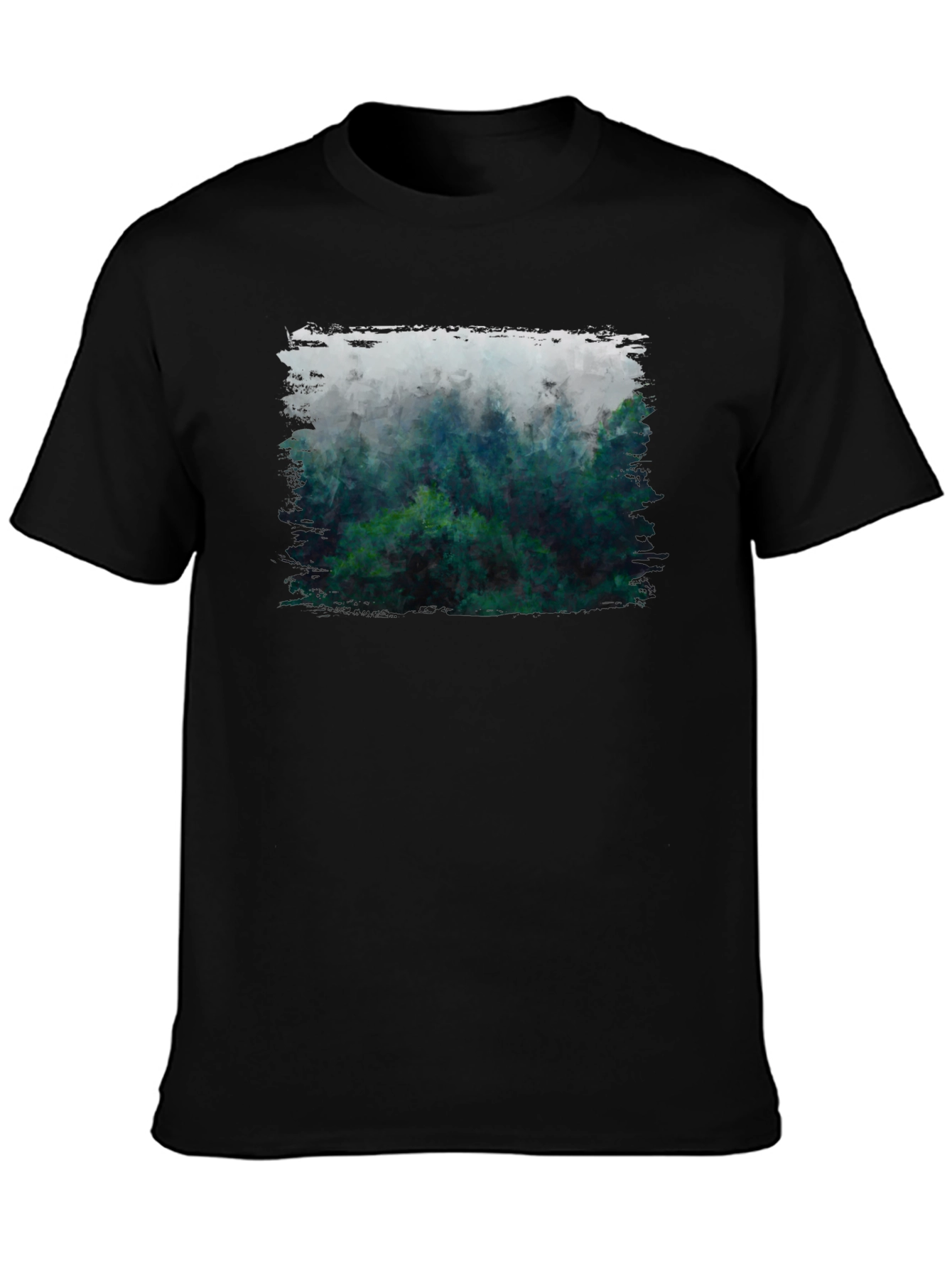 Misty Forest Graphic Tee - Black Cotton Blend