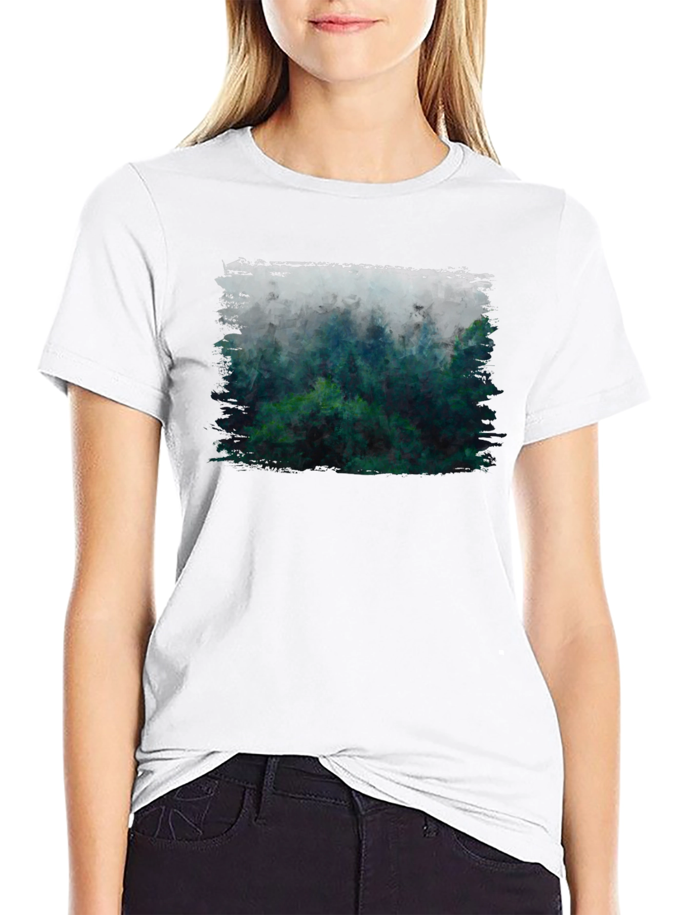 Misty Forest Graphic Tee - Black Cotton Blend