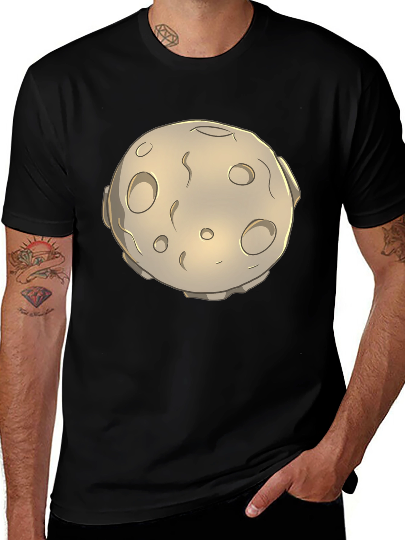 Moon Graphic Black T-Shirt - Unique Design