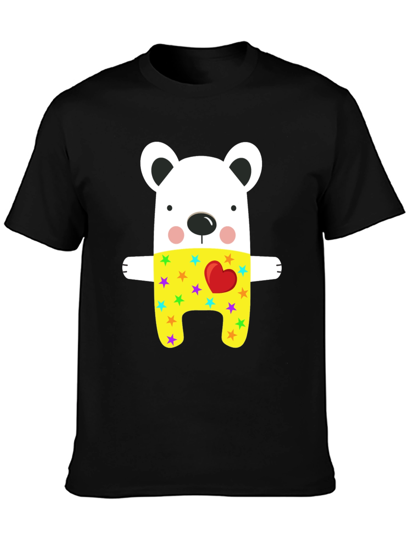 Cute Bear Graphic Black T-Shirt