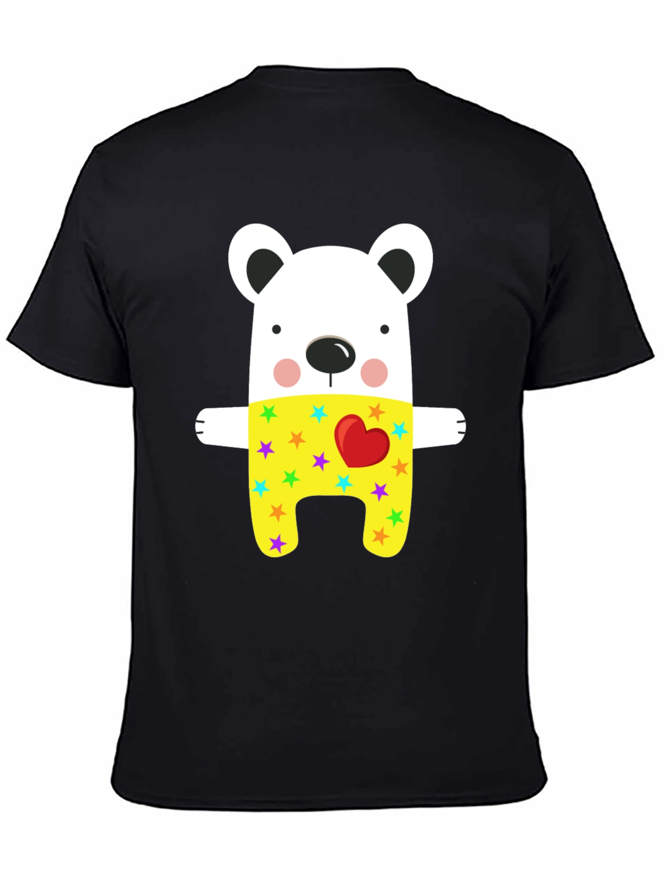 Cute Bear Graphic Black T-Shirt
