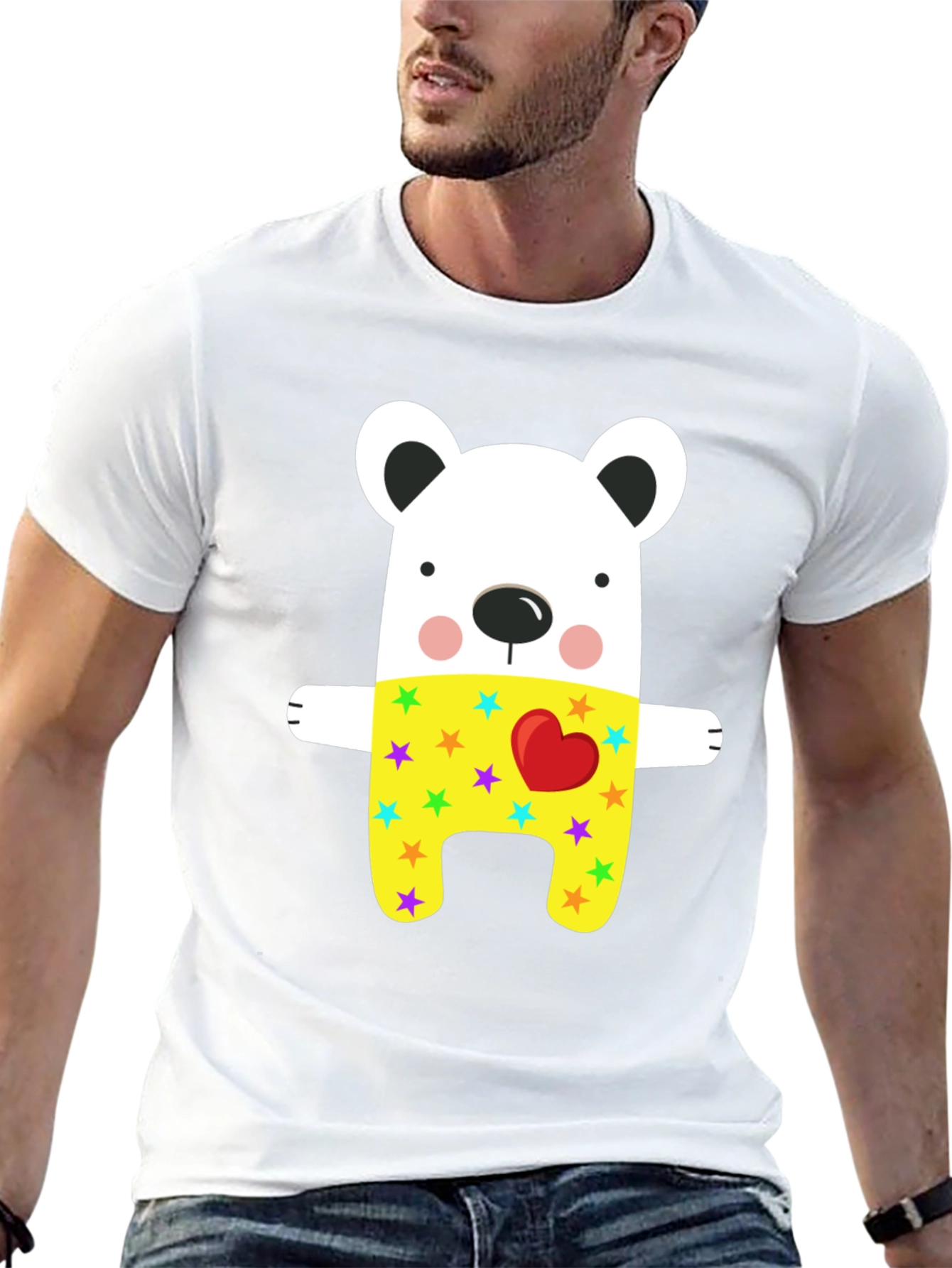 Cute Bear Graphic Black T-Shirt
