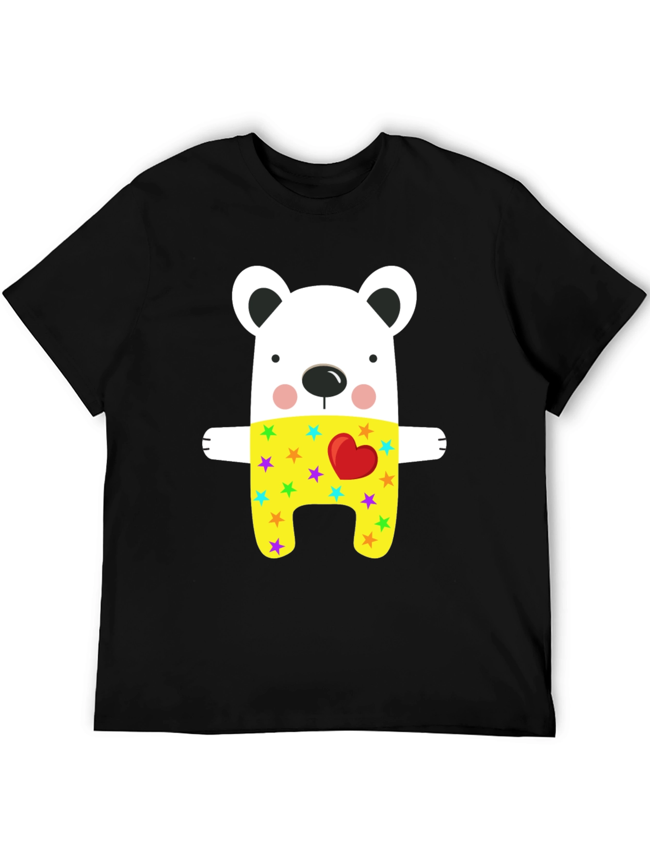 Cute Bear Graphic Black T-Shirt