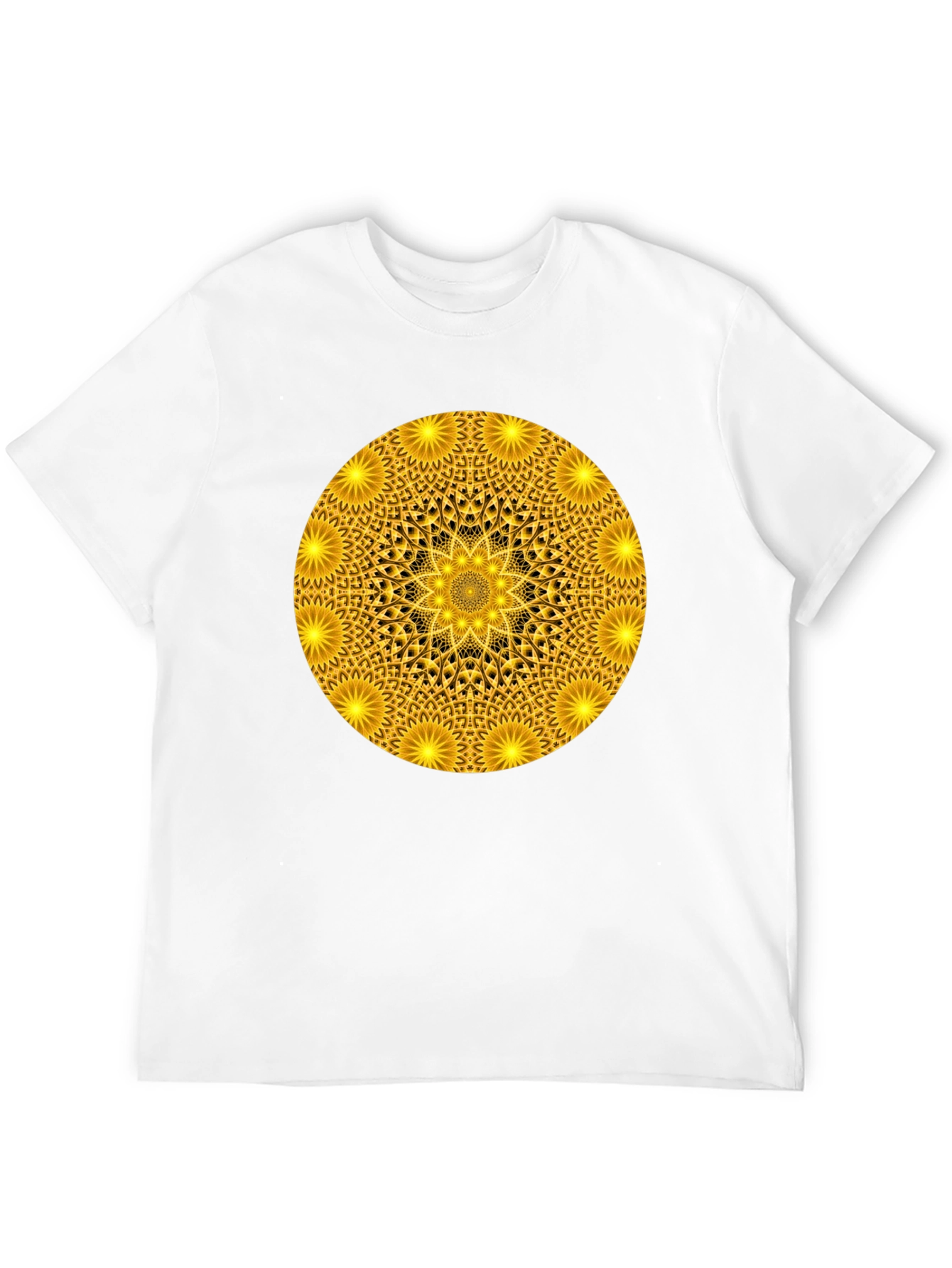Golden Mandala Graphic T-Shirt - Black Crew Neck Tee