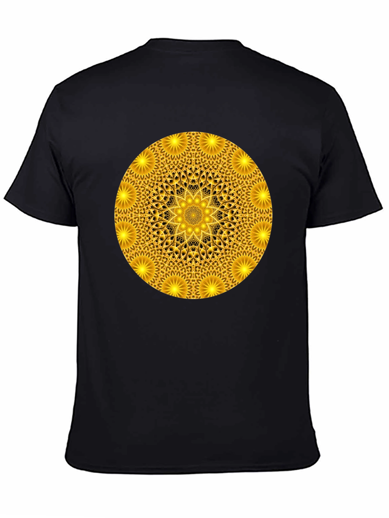 Golden Mandala Graphic T-Shirt - Black Crew Neck Tee