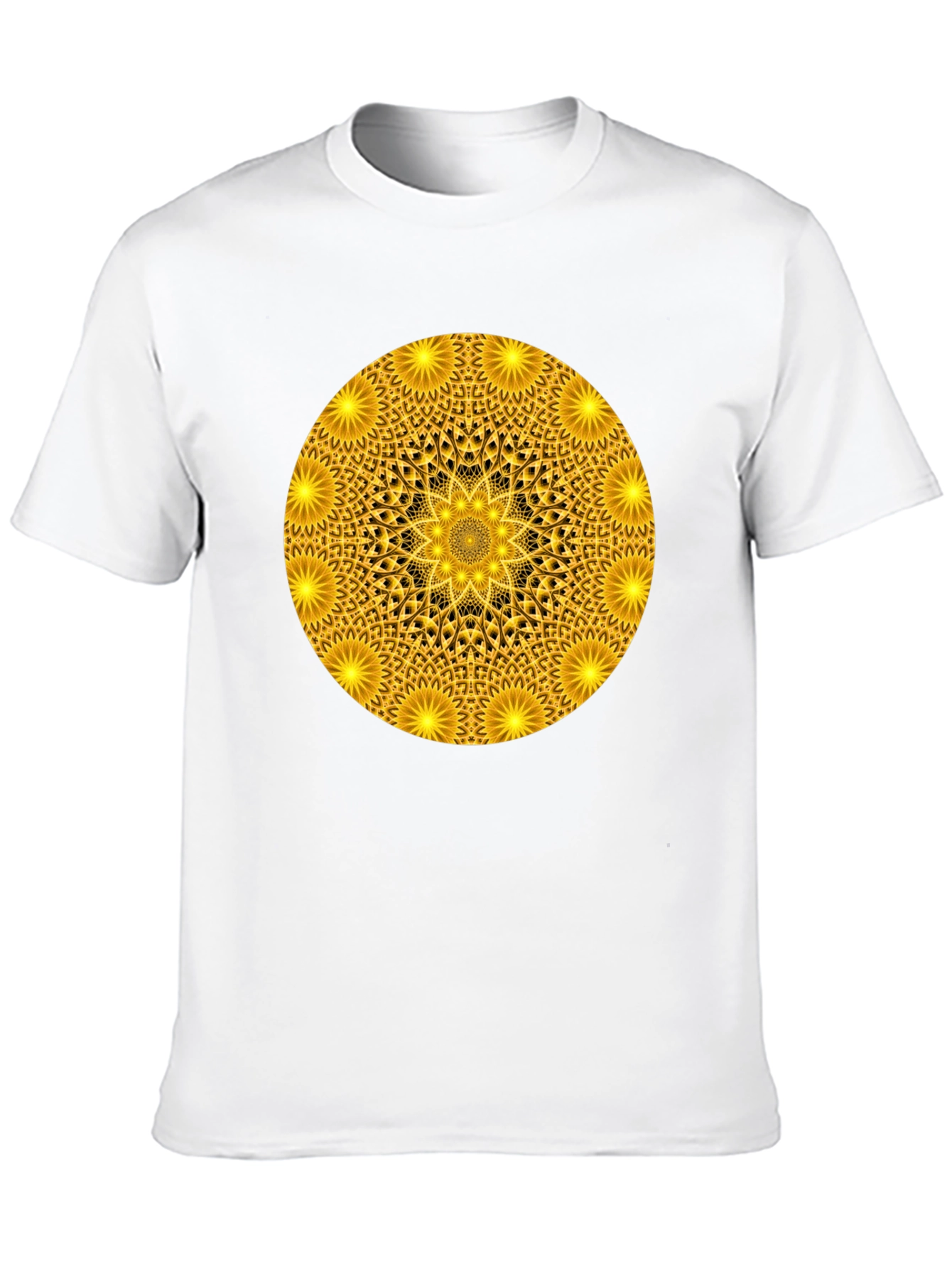 Golden Mandala Graphic T-Shirt - Black Crew Neck Tee