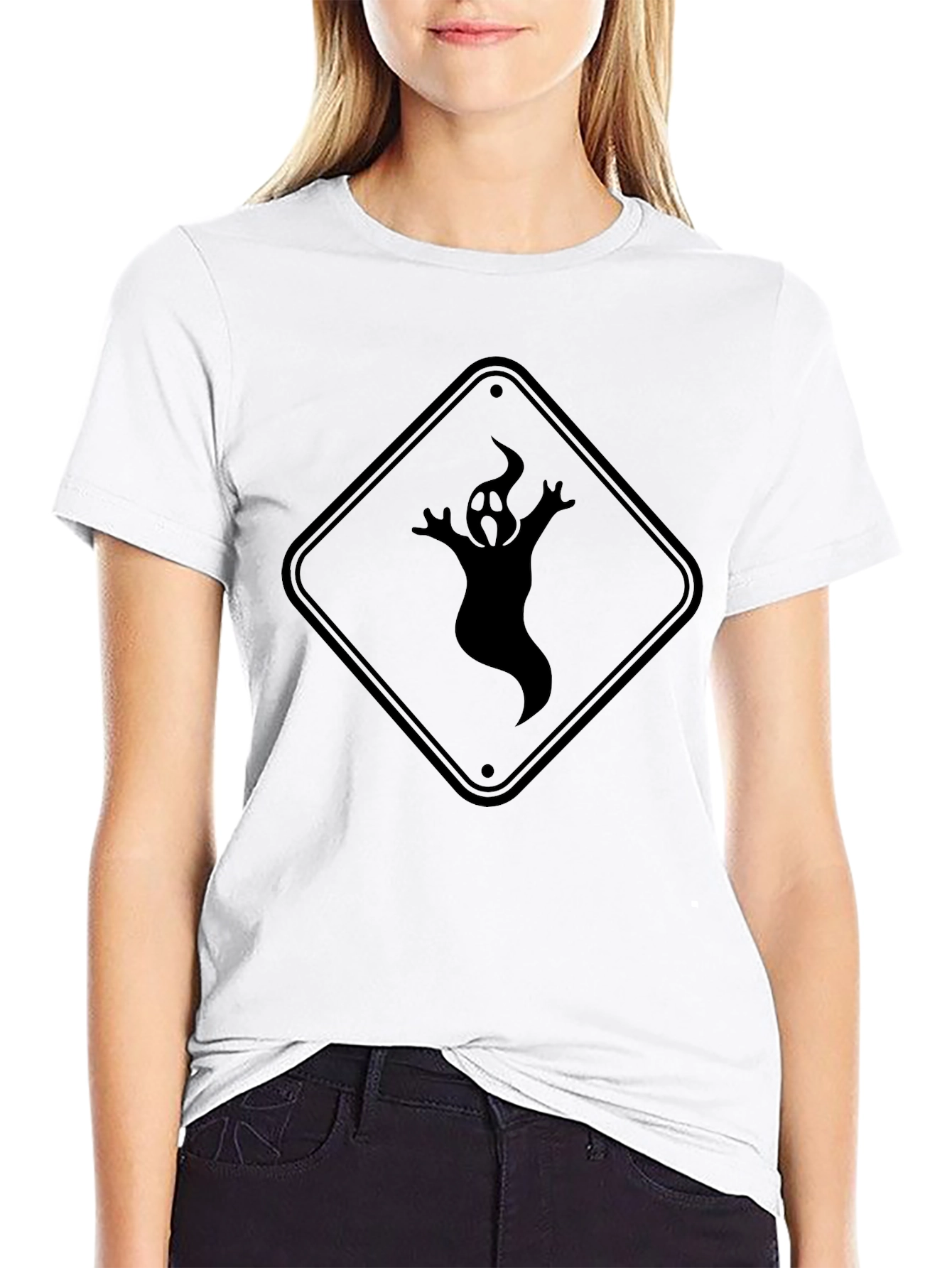 Ghost Crossing Graphic Tee - Black Cotton T-Shirt
