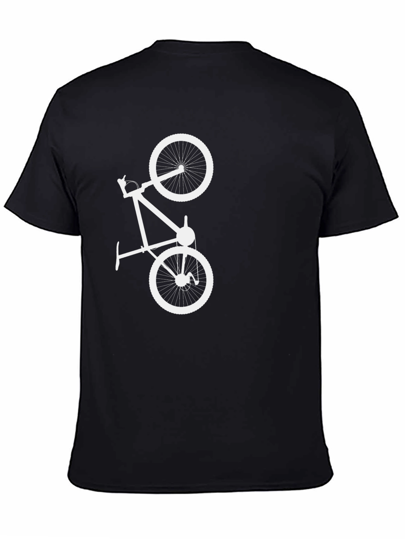 Black T-Shirt with White Bicycle Graphic