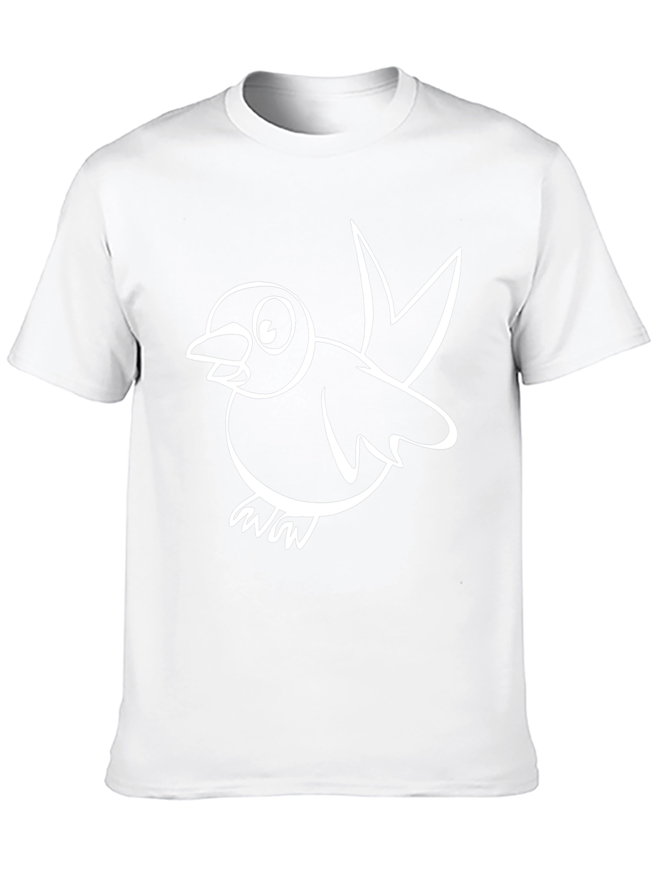 Black T-Shirt with White Bird Graphic