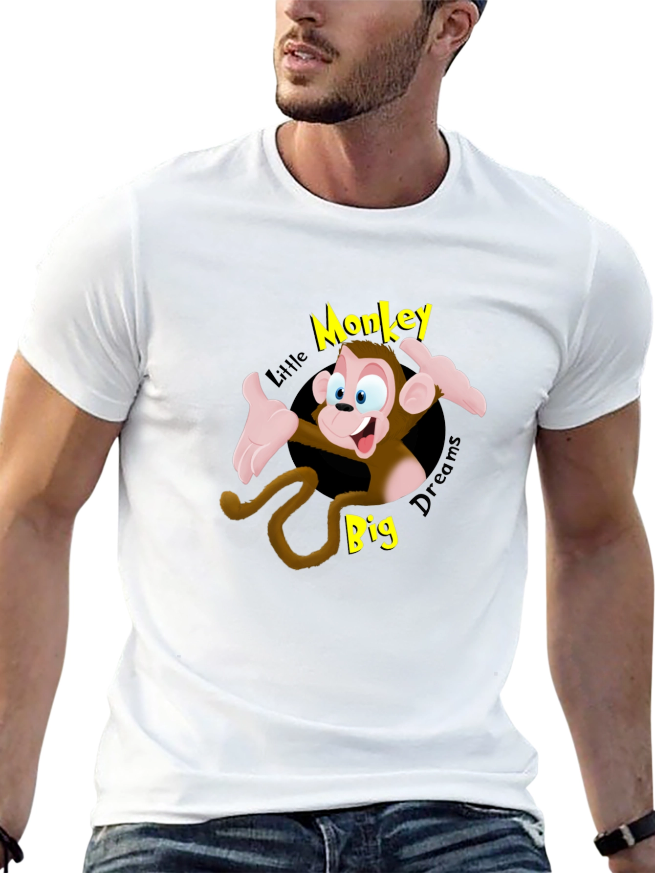 Cartoon Monkey Graphic T-Shirt