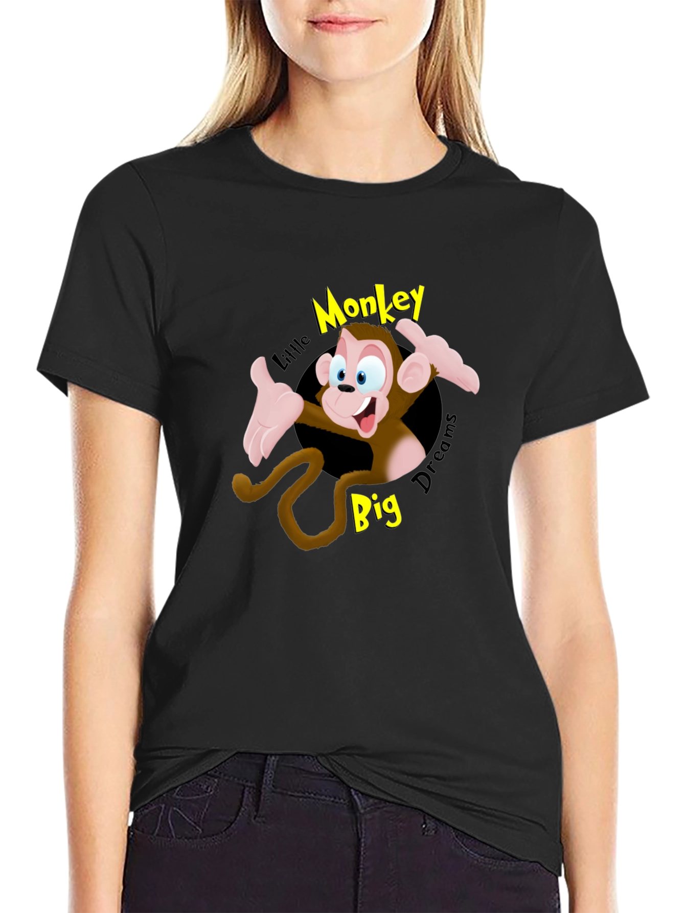 Cartoon Monkey Graphic T-Shirt