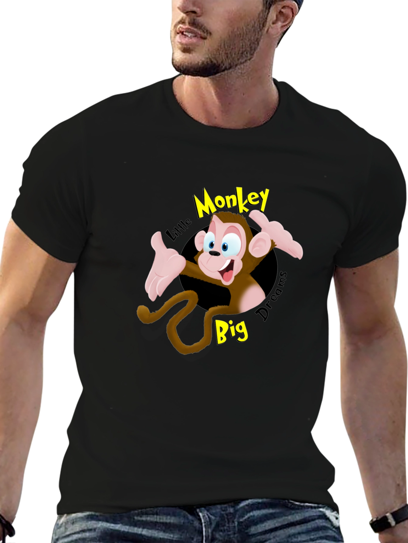 Cartoon Monkey Graphic T-Shirt