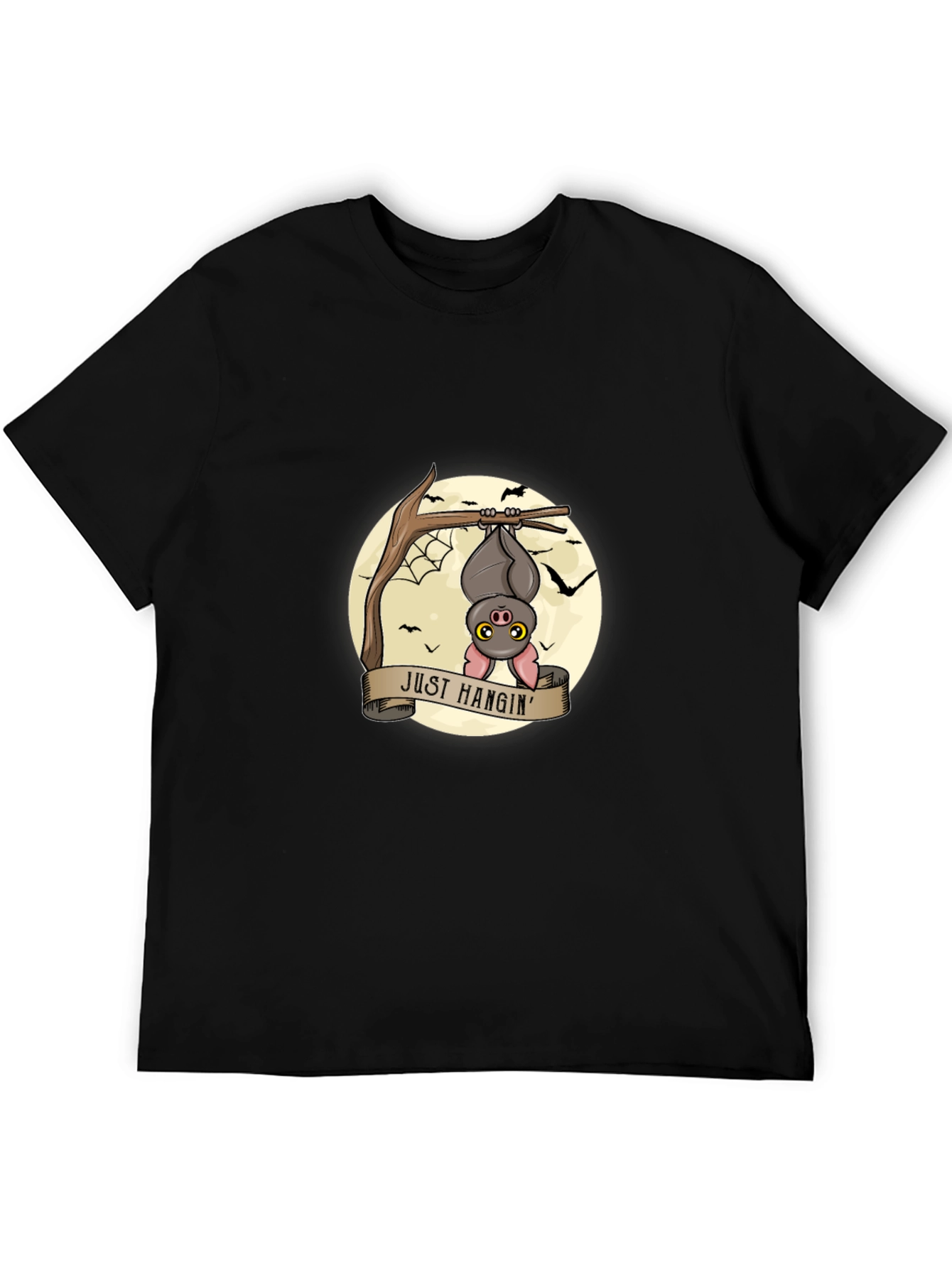 Just Hangin Bat Graphic T-Shirt - Black