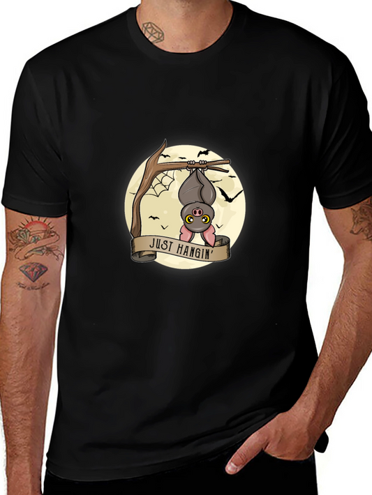 Just Hangin Bat Graphic T-Shirt - Black