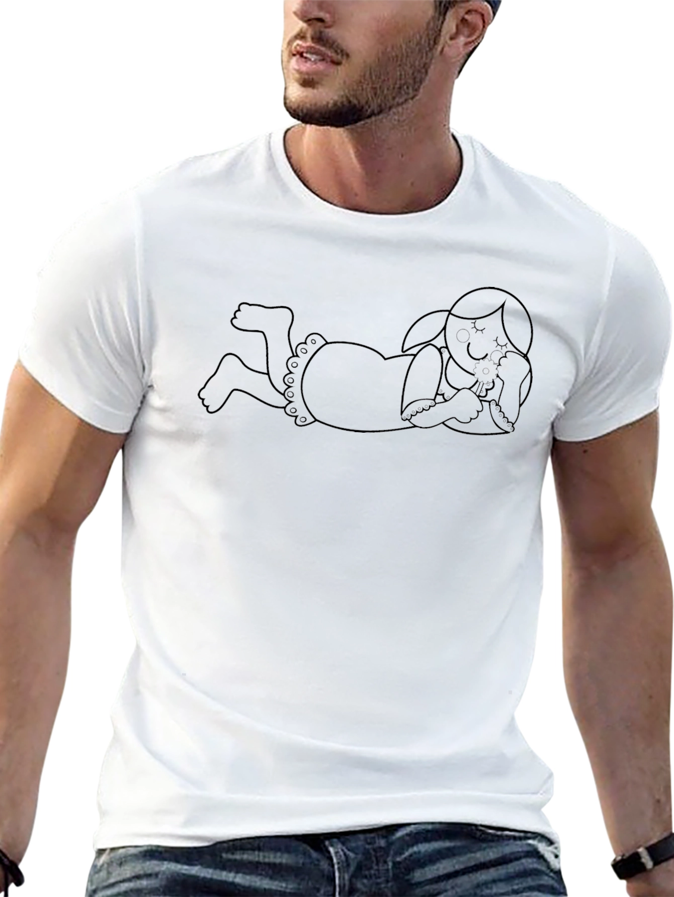 Girl Reclining Graphic Tee - Unisex Black T-Shirt