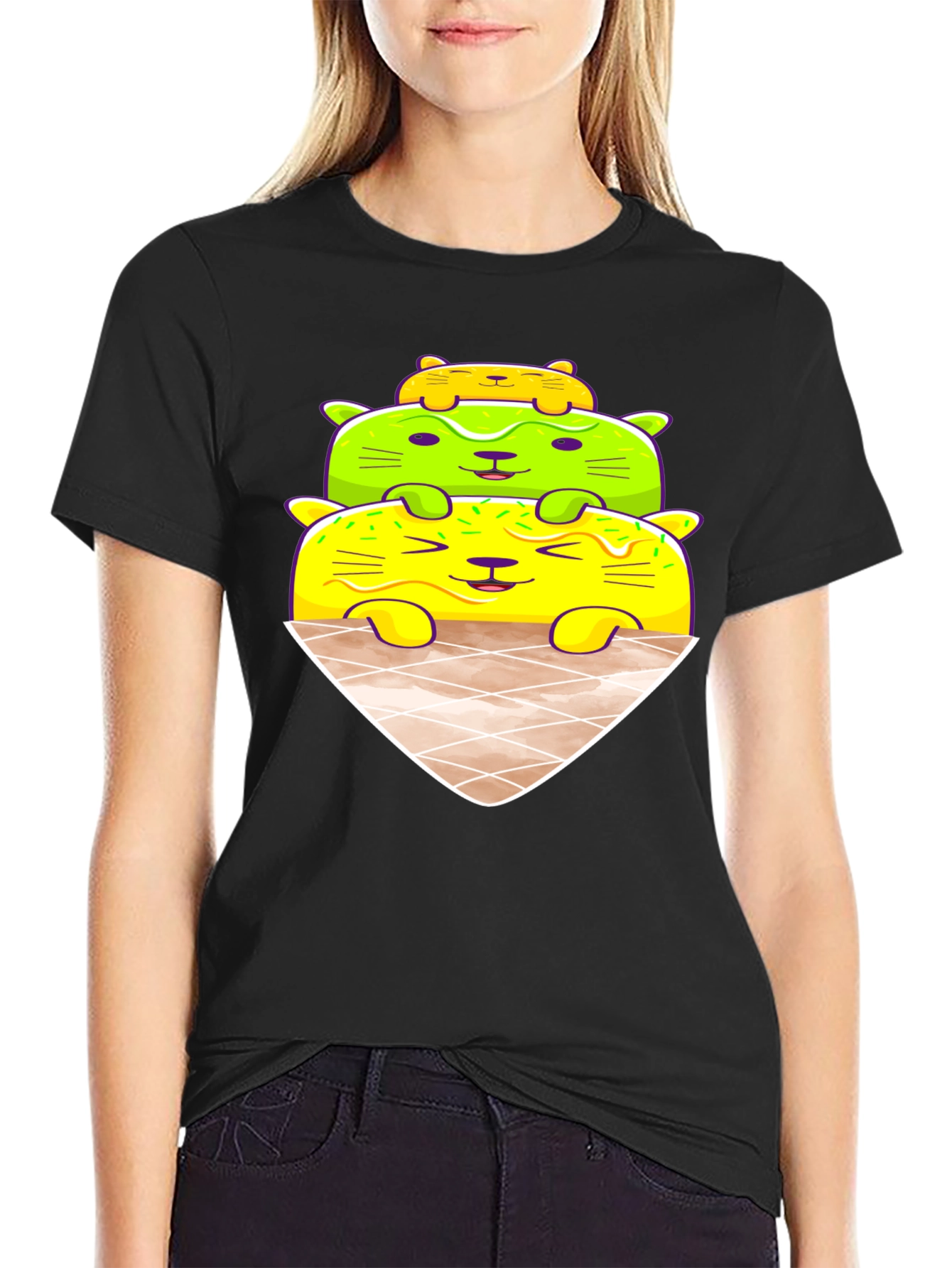 Cat Ice Cream Cone Graphic Tee