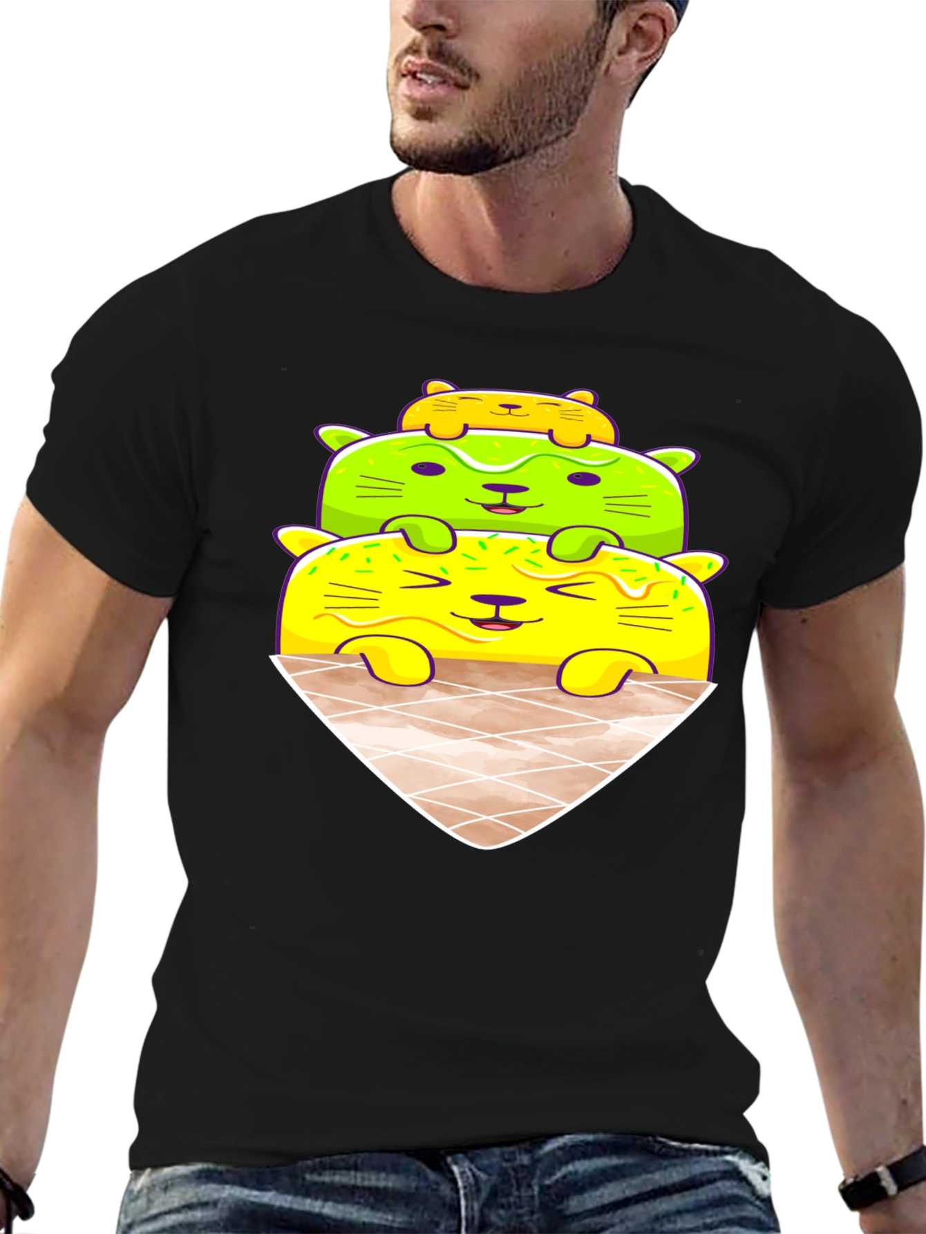 Cat Ice Cream Cone Graphic Tee