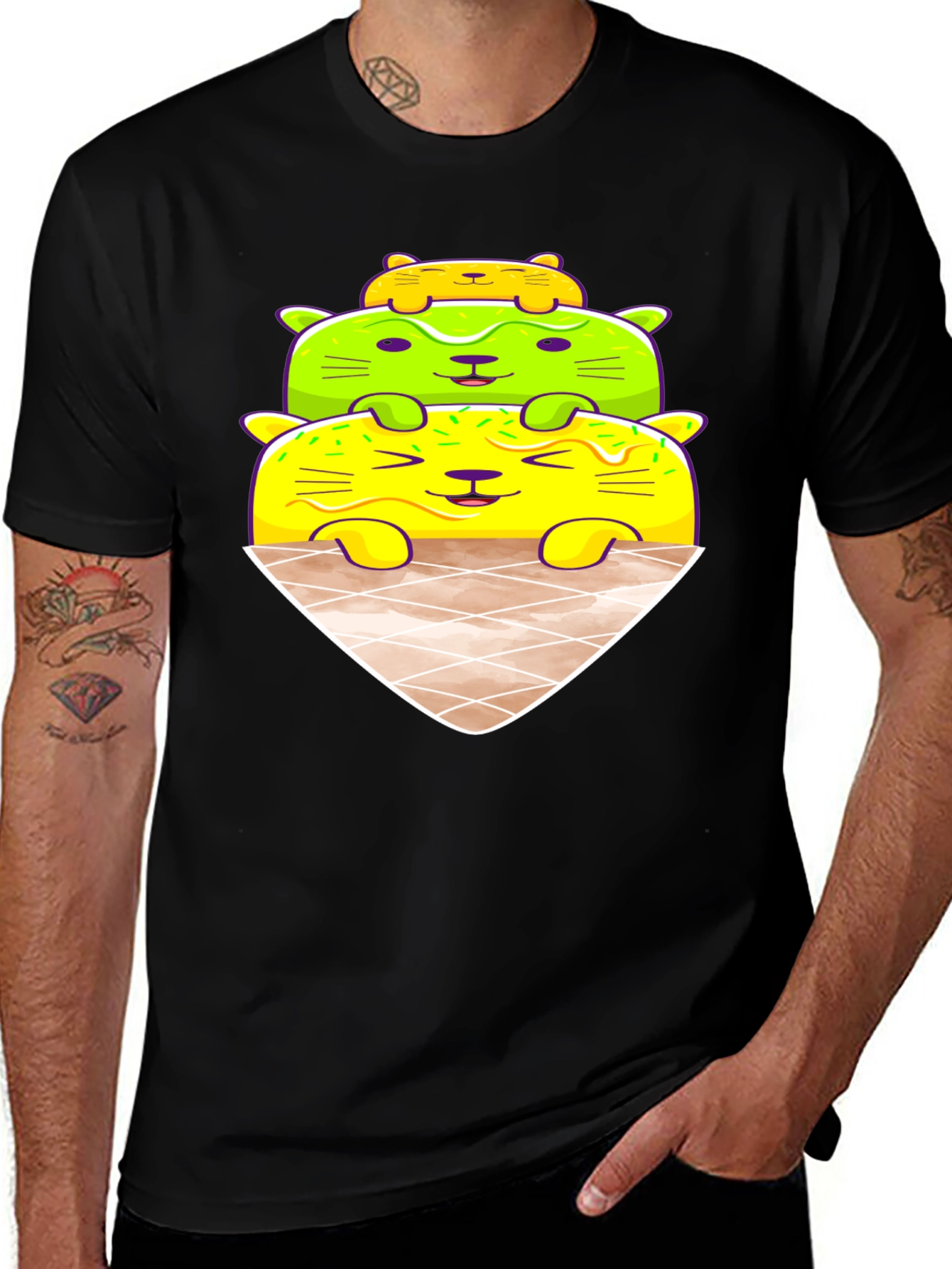 Cat Ice Cream Cone Graphic Tee