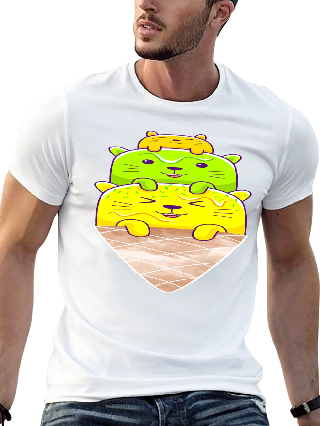 Cat Ice Cream Cone Graphic Tee