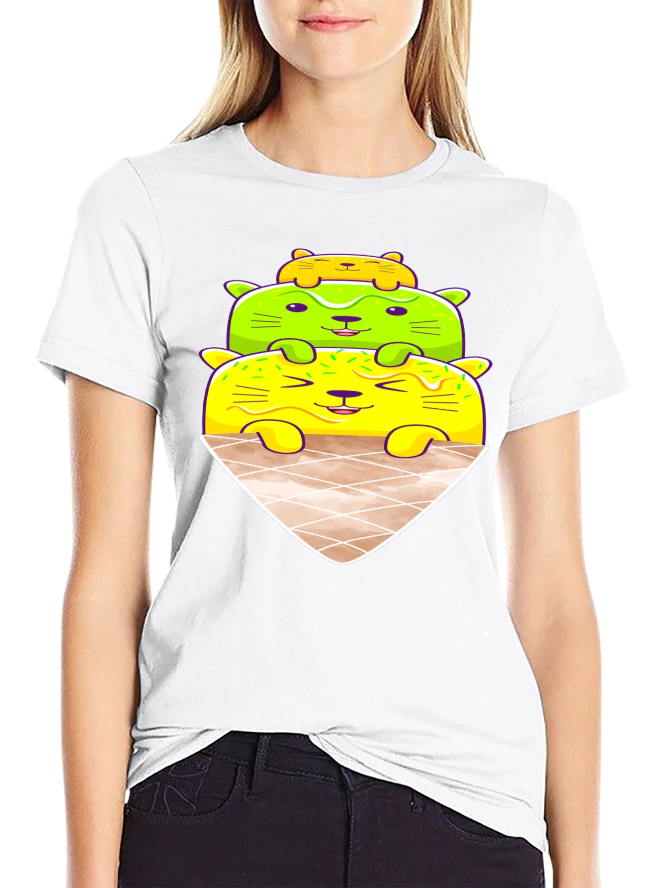 Cat Ice Cream Cone Graphic Tee