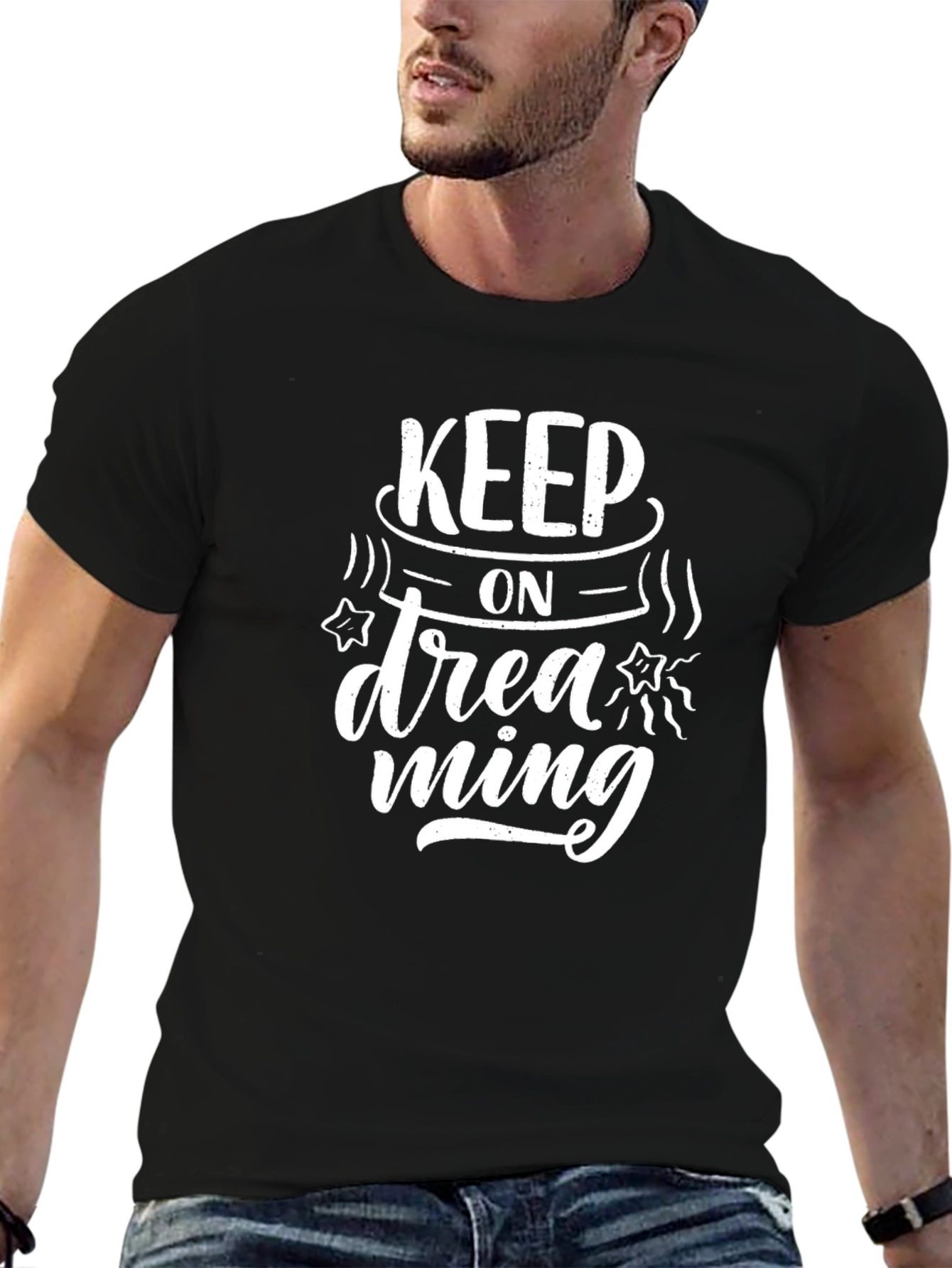 Keep on Dreaming Black Graphic T-Shirt
