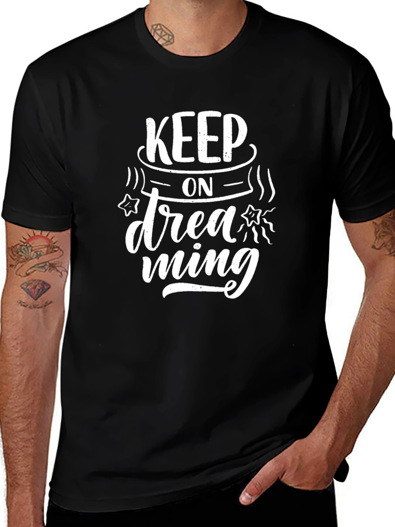 Keep on Dreaming Black Graphic T-Shirt