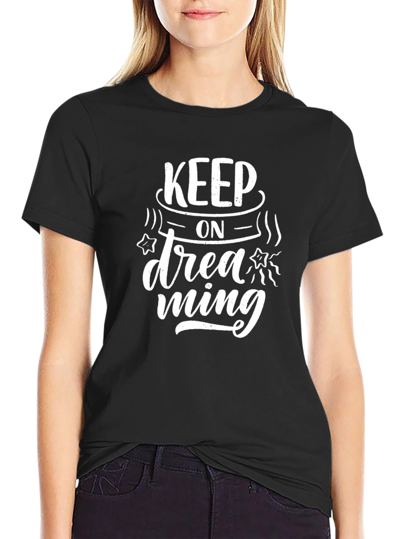 Keep on Dreaming Black Graphic T-Shirt