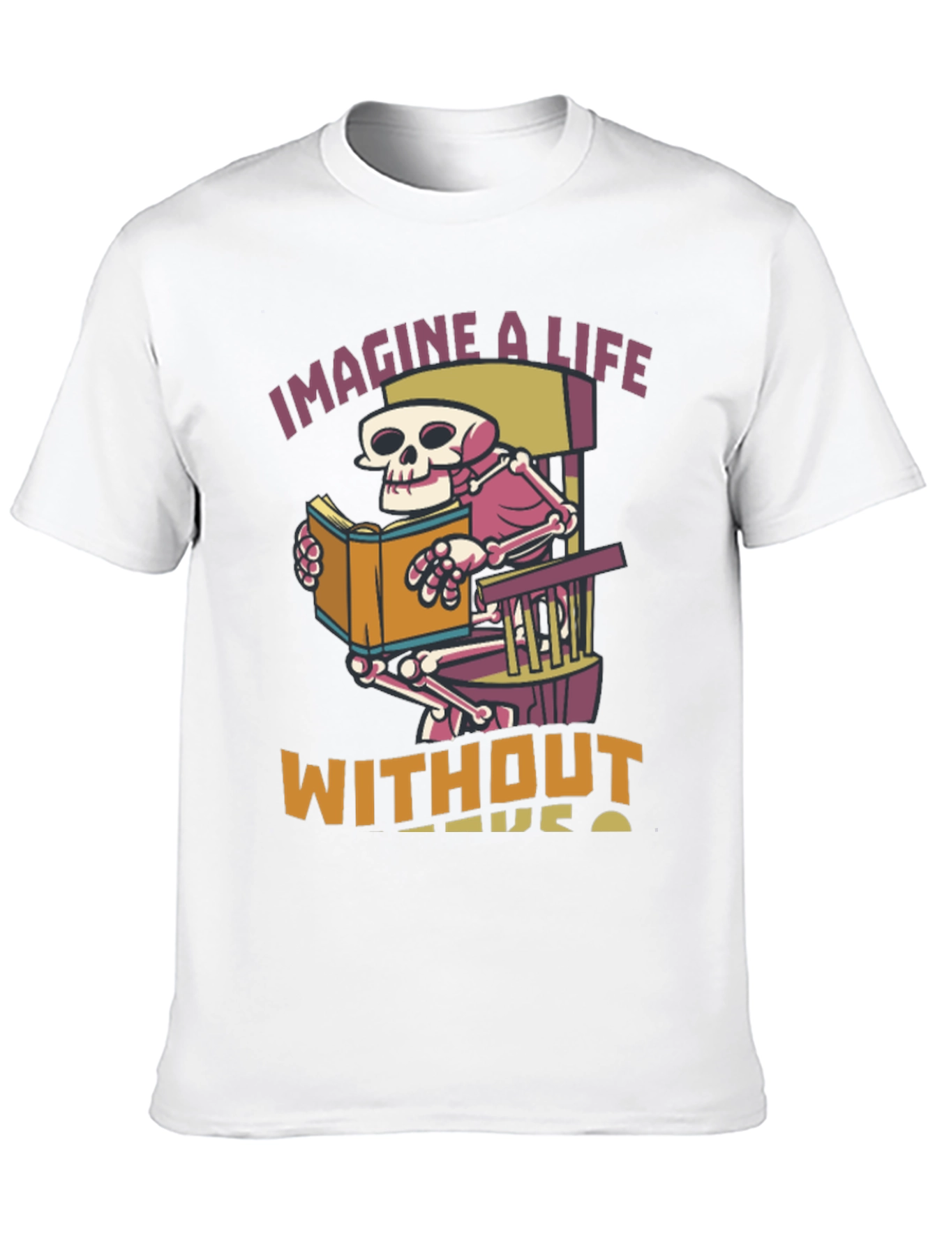 Skeleton Reading Book Graphic T-Shirt