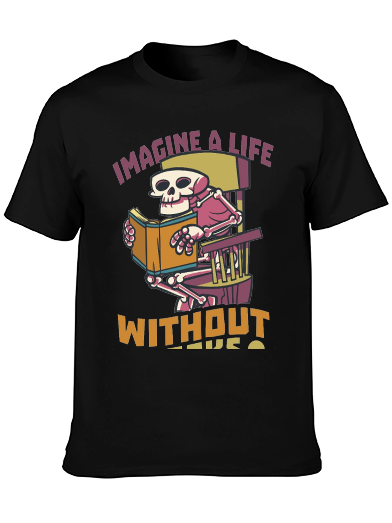 Skeleton Reading Book Graphic T-Shirt