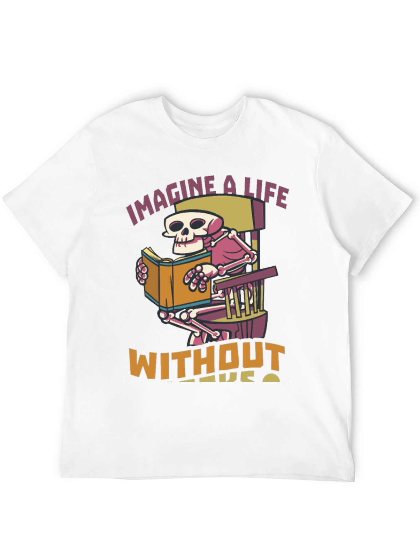 Skeleton Reading Book Graphic T-Shirt