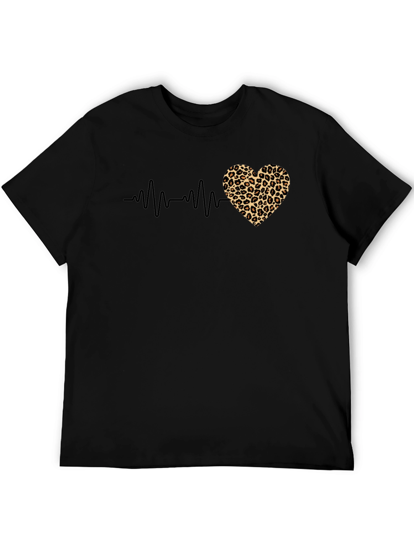 Leopard Heartbeat Black T-Shirt