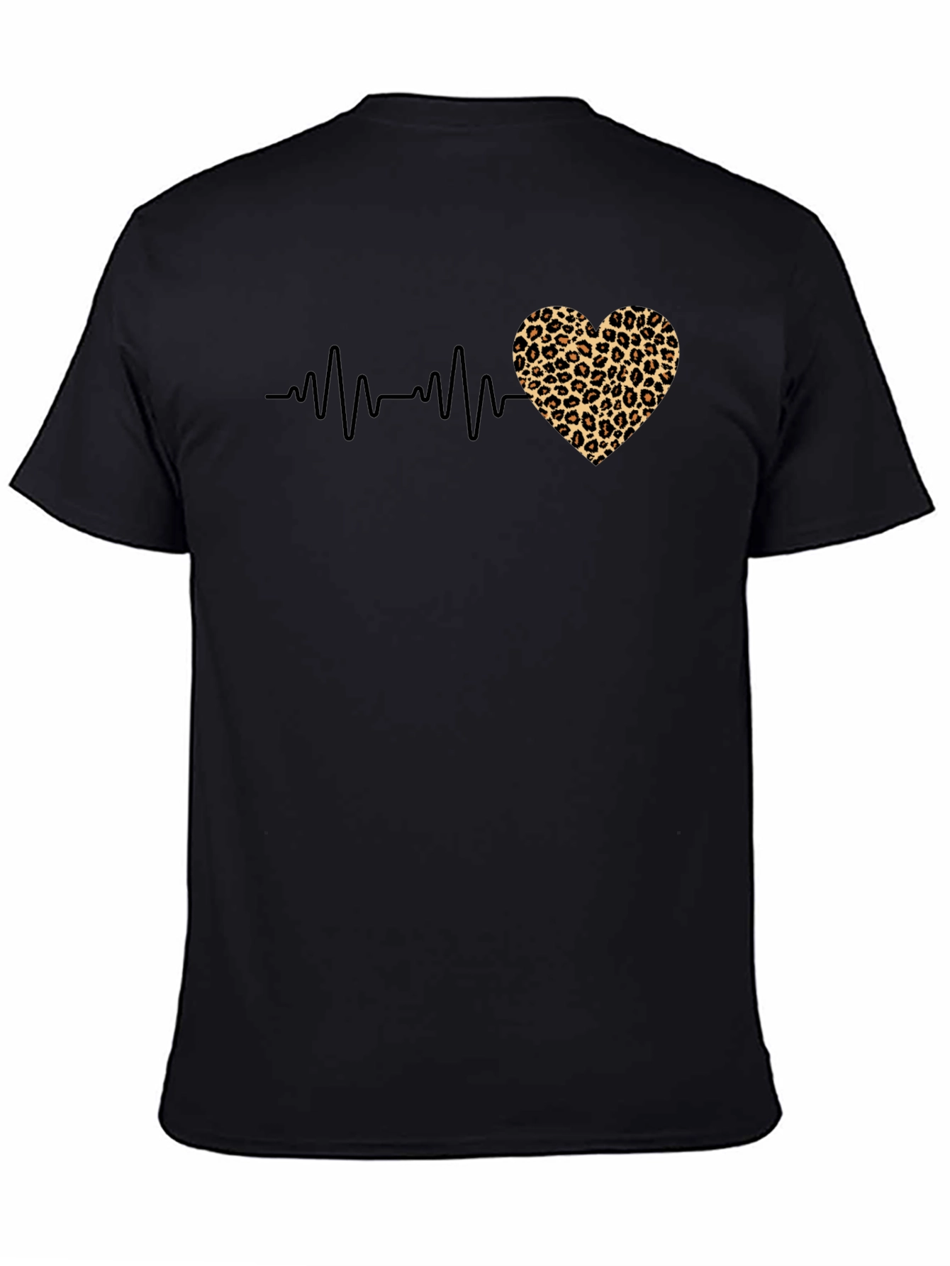 Leopard Heartbeat Black T-Shirt