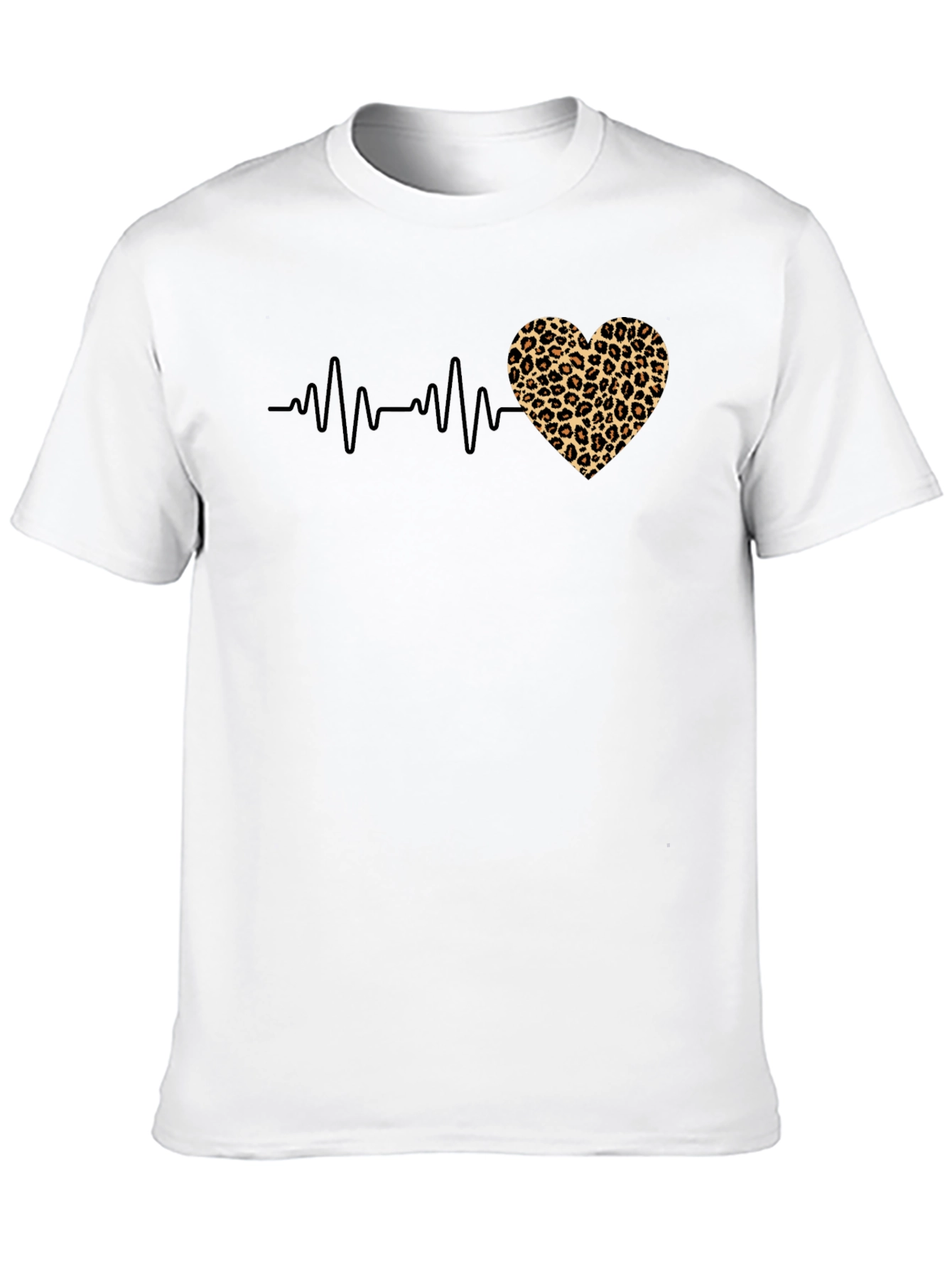 Leopard Heartbeat Black T-Shirt