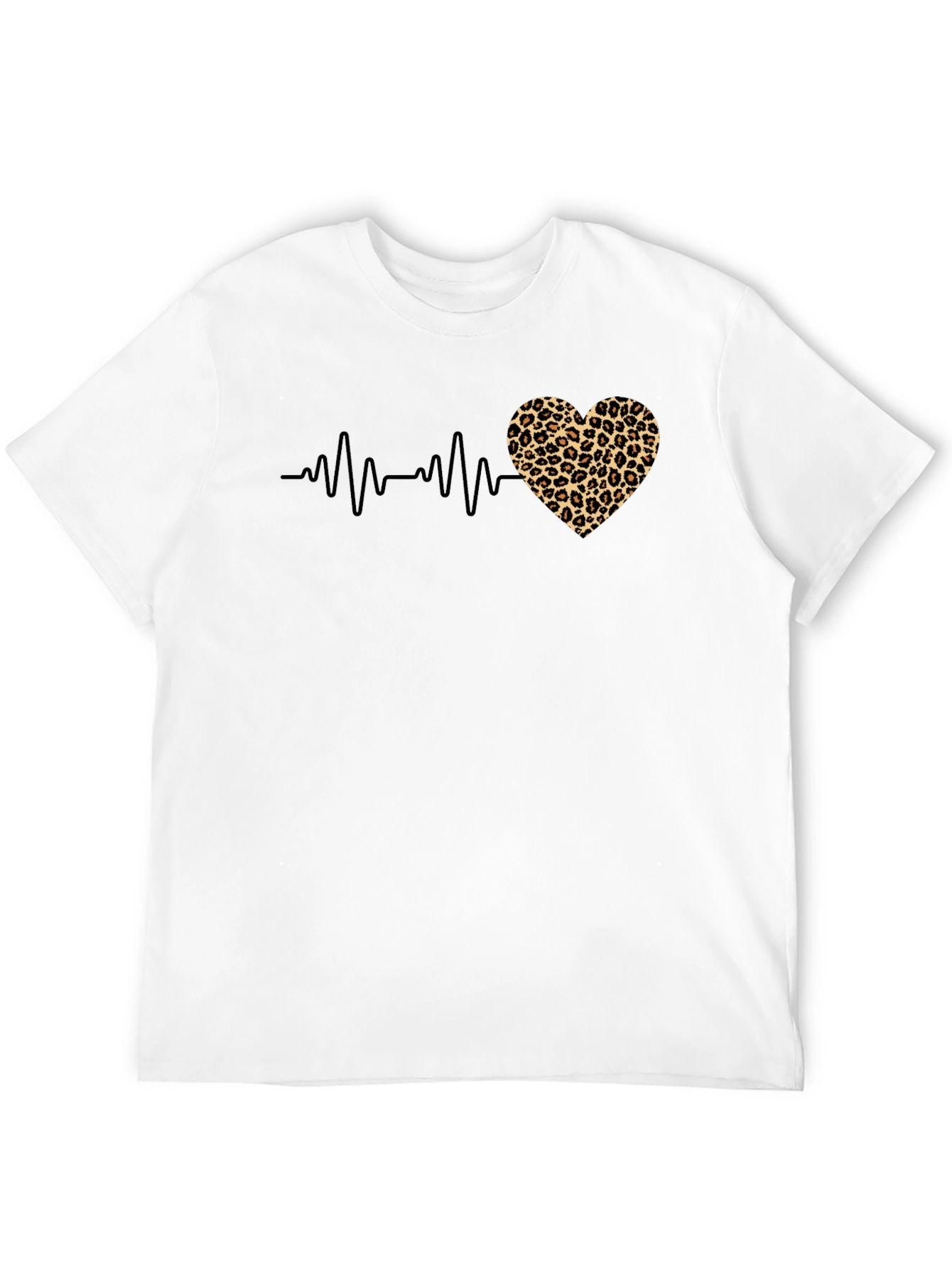 Leopard Heartbeat Black T-Shirt