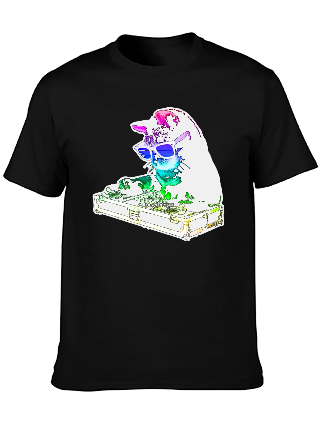 DJ Cat Graphic T-Shirt - Black Cotton Tee