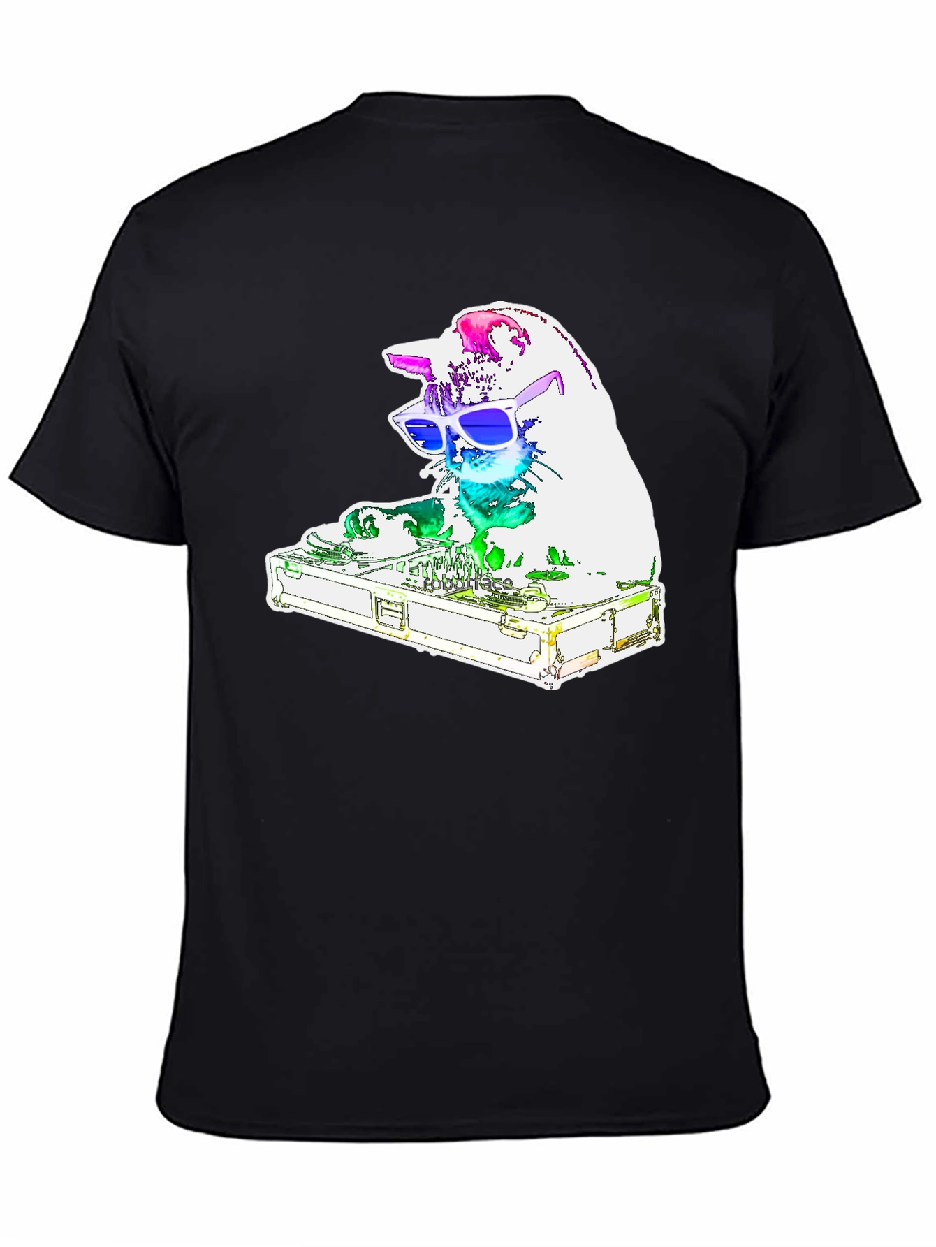 DJ Cat Graphic T-Shirt - Black Cotton Tee