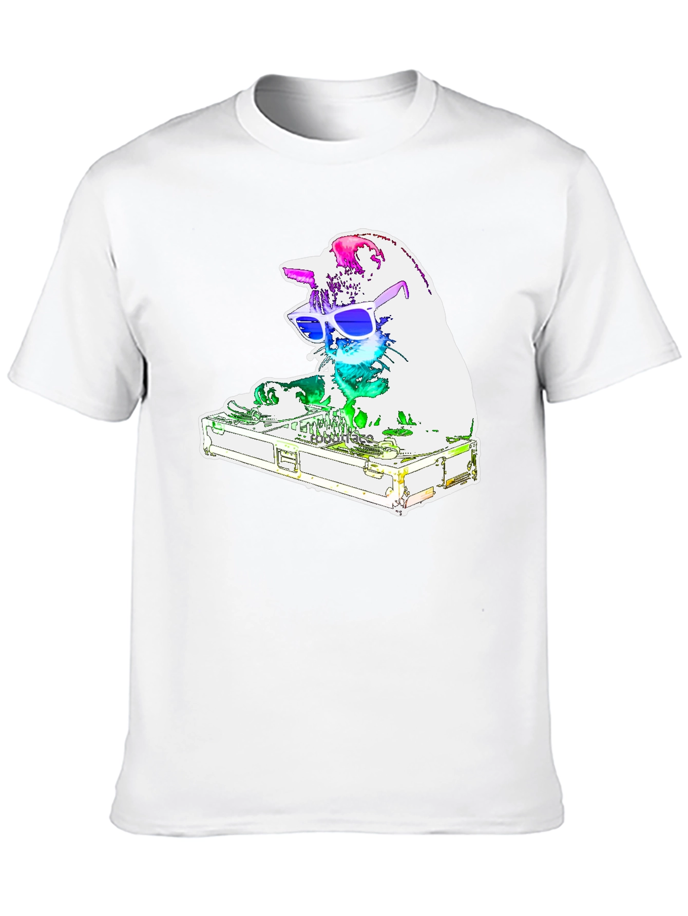 DJ Cat Graphic T-Shirt - Black Cotton Tee