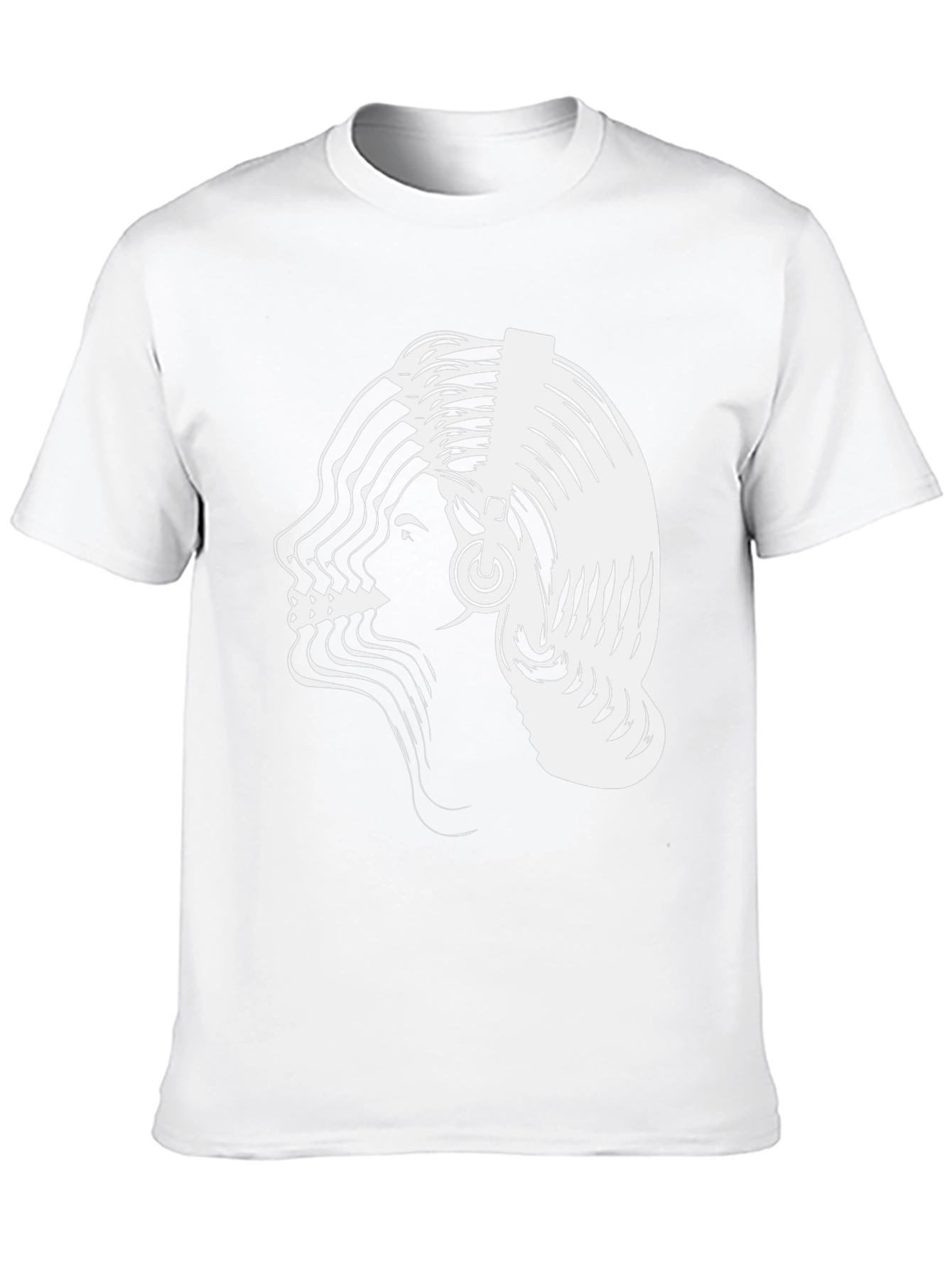 Abstract Woman Headphones Graphic Tee - Black Cotton Blend