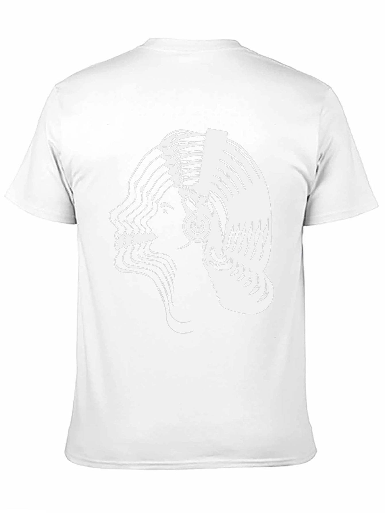 Abstract Woman Headphones Graphic Tee - Black Cotton Blend