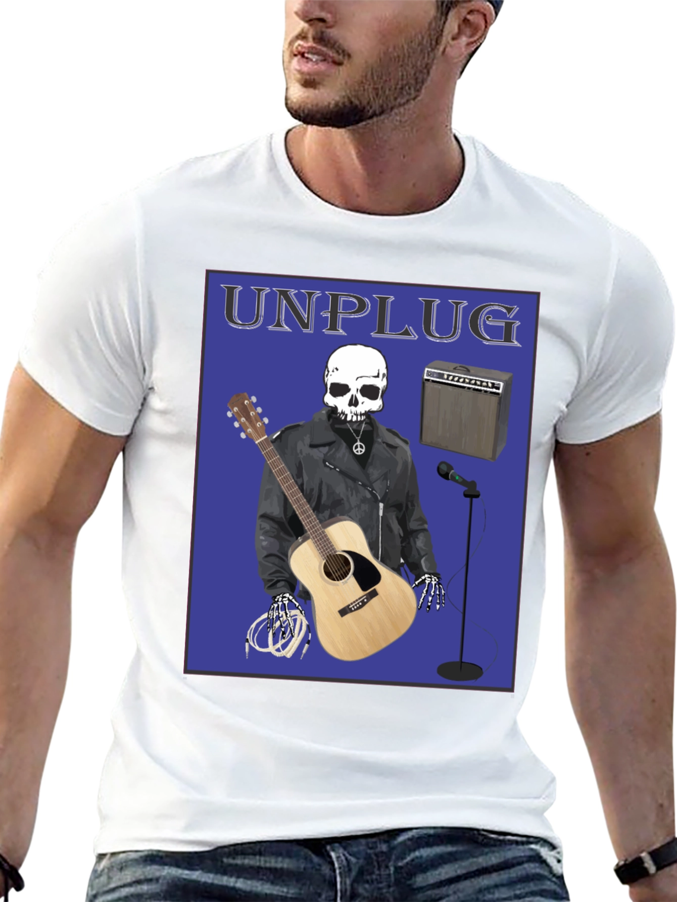 Unplugged Graphic T-Shirt - Rocker Skull Design