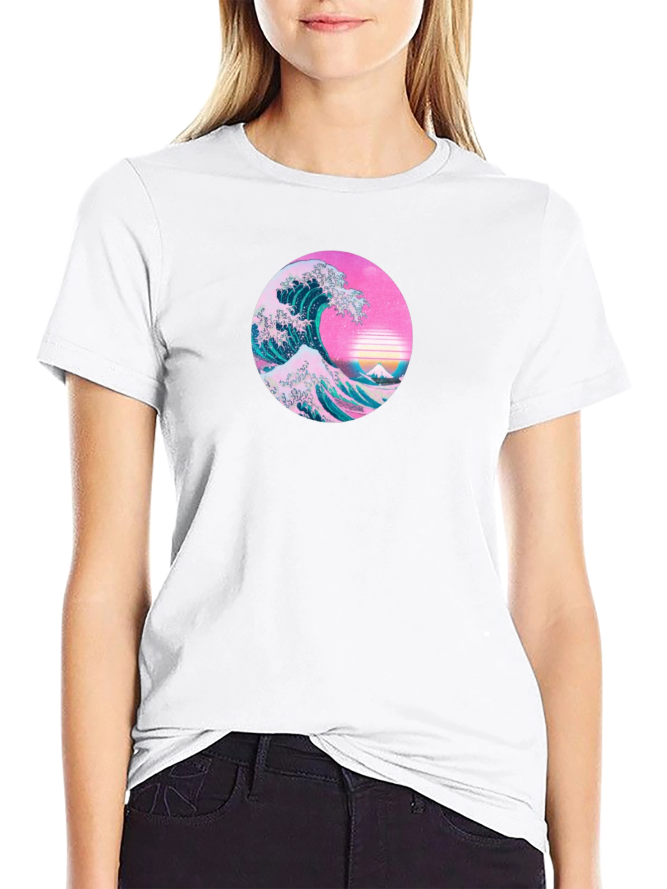Retro Wave Graphic Tee - Black Cotton T-Shirt