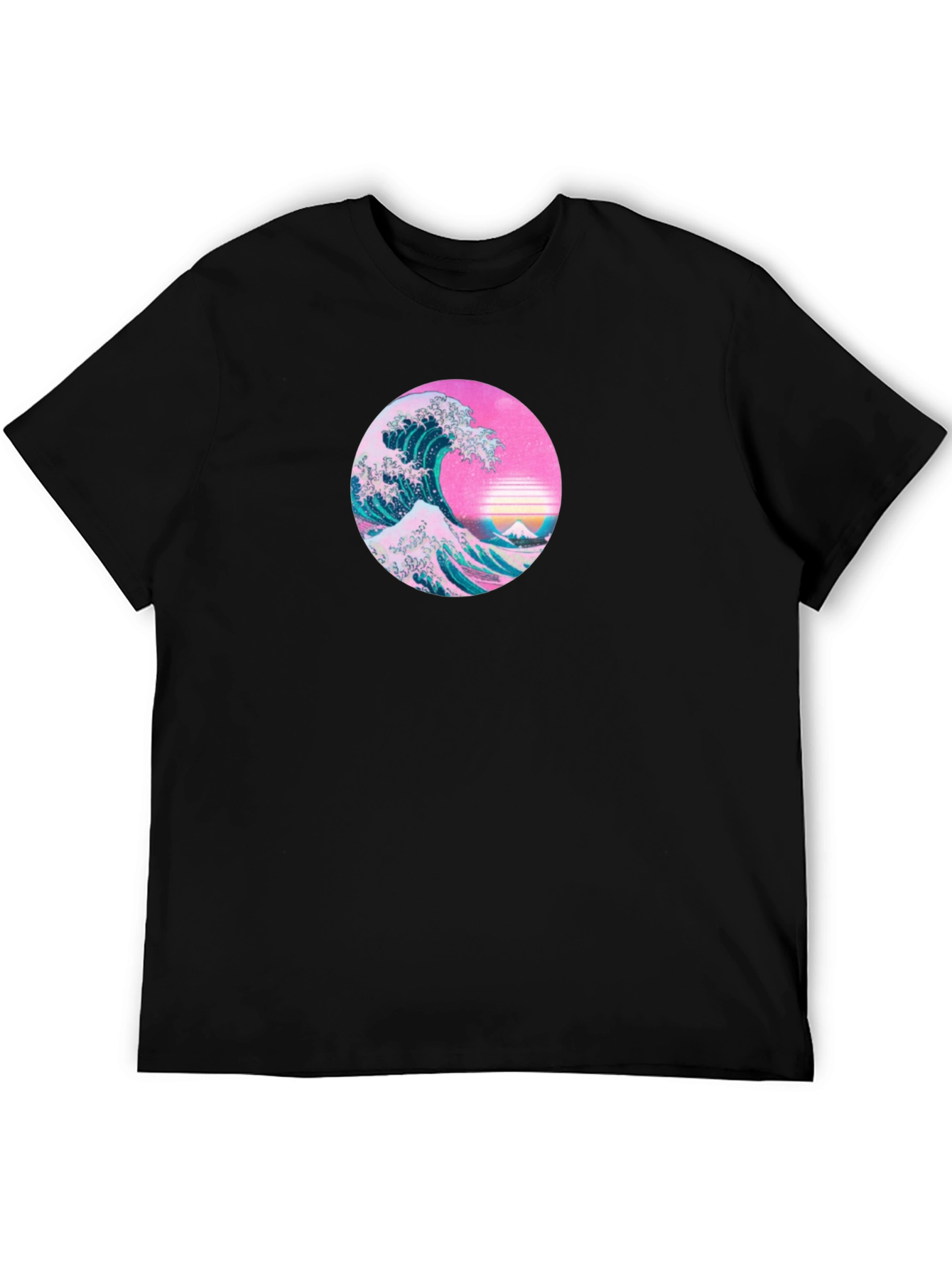 Retro Wave Graphic Tee - Black Cotton T-Shirt