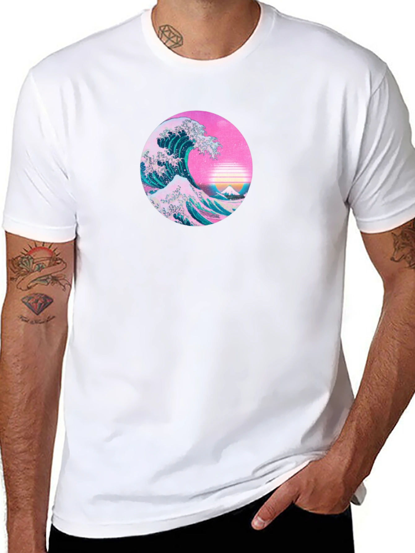 Retro Wave Graphic Tee - Black Cotton T-Shirt